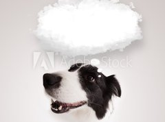 Samolepka flie 270 x 200  Cute dog with empty cloud bubble, 270 x 200 cm