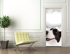 Samolepka na dvee flie 90 x 220  Cute dog with empty cloud bubble, 90 x 220 cm