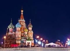 Samolepka flie 100 x 73, 66293302 - Moscow St. Basil  s Cathedral Night Shot - Moskva St. Basil s katedrla Non snmek