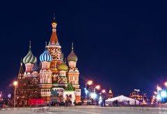 Fototapeta vliesov 145 x 100, 66293302 - Moscow St. Basil  s Cathedral Night Shot