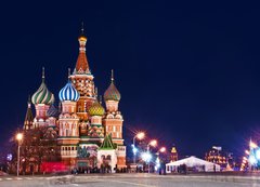 Samolepka flie 200 x 144, 66293302 - Moscow St. Basil  s Cathedral Night Shot - Moskva St. Basil s katedrla Non snmek