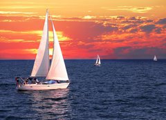 Fototapeta papr 160 x 116, 6680599 - Sailboats at sunset - Plachetnice pi zpadu slunce