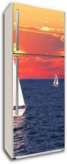 Samolepka na lednici flie 80 x 200, 6680599 - Sailboats at sunset - Plachetnice pi zpadu slunce