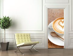 Samolepka na dvee flie 90 x 220, 67261349 - Cup of latte coffee