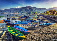 Fototapeta100 x 73  Boats in Pokhara lake, 100 x 73 cm