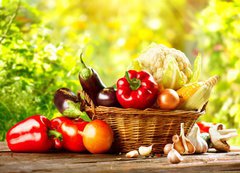 Fototapeta vliesov 200 x 144, 67464295 - Fresh Organic Bio Vegetable in a Basket over Nature Background