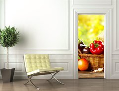 Samolepka na dvee flie 90 x 220, 67464295 - Fresh Organic Bio Vegetable in a Basket over Nature Background
