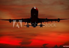 Fototapeta papr 184 x 128, 6755402 - Air travel - Silhouett of plane and sunset - Leteck doprava