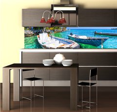 Fototapeta do kuchyn flie 260 x 60  boat at islas de rosario colombia, 260 x 60 cm