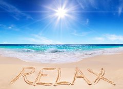 Samolepka flie 100 x 73  word relax on the tropical beach, 100 x 73 cm