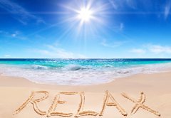 Samolepka flie 145 x 100, 67705269 - word  relax  on the tropical beach - slovo relaxovat na tropick pli