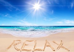 Fototapeta papr 184 x 128, 67705269 - word  relax  on the tropical beach - slovo relaxovat na tropick pli