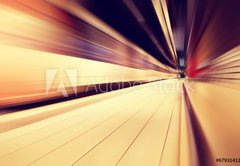 Fototapeta145 x 100  Train in motion blur in subway station., 145 x 100 cm