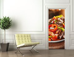 Samolepka na dvee flie 90 x 220, 67960034 - mexican food - beef fajitas and bell peppers