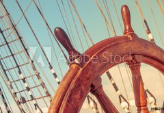 Fototapeta vliesov 145 x 100, 68023359 - Steering wheel of old sailing vessel - Volant star plachetnice