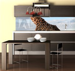 Fototapeta do kuchyn flie 260 x 60, 68090658 - Girafe mle qui parade