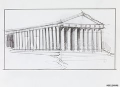 Samolepka flie 100 x 73, 68114046 - greek parthenon temple