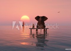 Fototapeta160 x 116  elephant and dog sitting in the middle of the sea, 160 x 116 cm