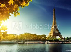 Samolepka flie 270 x 200, 68288311 - Seine in Paris with Eiffel tower in autumn season