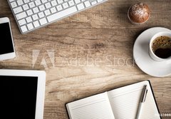 Fototapeta papr 184 x 128, 68374448 - Wo0den  table with office  supplies - Wo0den stl s kancelskmi potebami