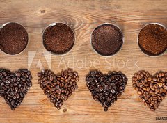 Fototapeta papír 360 x 266, 68508148 - Coffee Beans and Ground Coffee - Kávová zrna a mletá káva