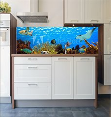 Fototapeta do kuchyn flie 180 x 60  underwater panorama of a tropical reef in the caribbean, 180 x 60 cm