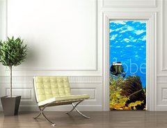 Samolepka na dvee flie 90 x 220  underwater panorama of a tropical reef in the caribbean, 90 x 220 cm