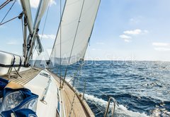 Fototapeta145 x 100  Yacht sail in the Atlantic ocean at sunny day cruise, 145 x 100 cm