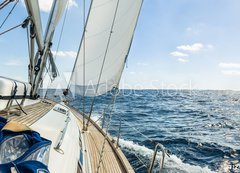 Fototapeta200 x 144  Yacht sail in the Atlantic ocean at sunny day cruise, 200 x 144 cm