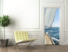 Samolepka na dvee flie 90 x 220  Yacht sail in the Atlantic ocean at sunny day cruise, 90 x 220 cm