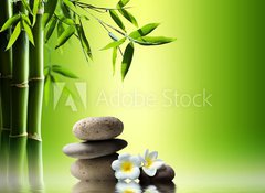 Samolepka flie 100 x 73  spa background with bamboo and stones on water, 100 x 73 cm