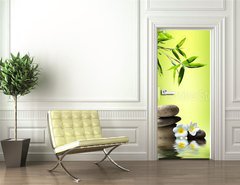 Samolepka na dvee flie 90 x 220  spa background with bamboo and stones on water, 90 x 220 cm