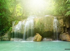 Samolepka flie 100 x 73, 69089073 - Deep forest waterfall - Hlubok lesn vodopd