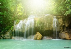 Samolepka flie 145 x 100, 69089073 - Deep forest waterfall