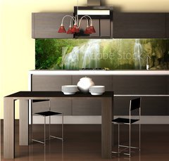Fototapeta do kuchyně fólie 260 x 60, 69089073 - Deep forest waterfall - Hluboký lesní vodopád