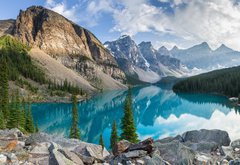 Fototapeta145 x 100  Moraine lake rocky mountain panorama, 145 x 100 cm