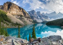 Samolepka flie 200 x 144, 69158438 - Moraine lake rocky mountain panorama - Moraine jezero skalnat horsk panorama