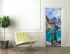 Samolepka na dvee flie 90 x 220  Moraine lake rocky mountain panorama, 90 x 220 cm