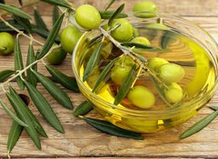 Fototapeta vliesov 100 x 73, 69210811 - olive oil and olives - olivov olej a olivy
