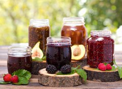 Samolepka flie 100 x 73  Homemade fruit jam in the jar, 100 x 73 cm