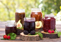 Samolepka flie 145 x 100  Homemade fruit jam in the jar, 145 x 100 cm