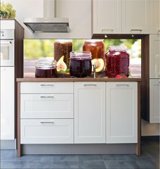 Fototapeta do kuchyn flie 180 x 60  Homemade fruit jam in the jar, 180 x 60 cm