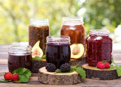 Samolepka flie 200 x 144  Homemade fruit jam in the jar, 200 x 144 cm