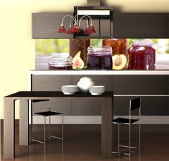 Fototapeta do kuchyn flie 260 x 60  Homemade fruit jam in the jar, 260 x 60 cm