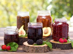 Samolepka flie 270 x 200  Homemade fruit jam in the jar, 270 x 200 cm