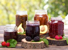 Fototapeta330 x 244  Homemade fruit jam in the jar, 330 x 244 cm