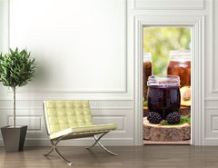 Samolepka na dvee flie 90 x 220  Homemade fruit jam in the jar, 90 x 220 cm