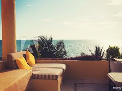 Samolepka flie 270 x 200  sea view from balcony of home or hotel room, 270 x 200 cm