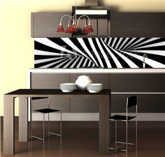 Fototapeta do kuchyn flie 260 x 60  Black and white abstract, 260 x 60 cm