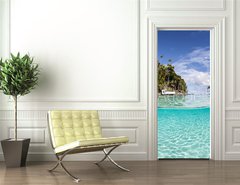 Samolepka na dvee flie 90 x 220  Tropical Islands and Shallow Water, 90 x 220 cm